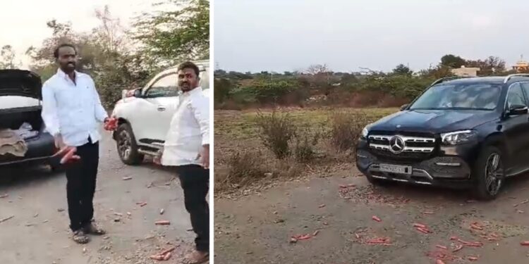 खा. रणजितसिंह नाईक निंबाळकर व आ. बबनराव शिंदे यांच्या वाहनासमोर फेकली ‘गाजर ‘ ; काय आहे नक्की प्रकार