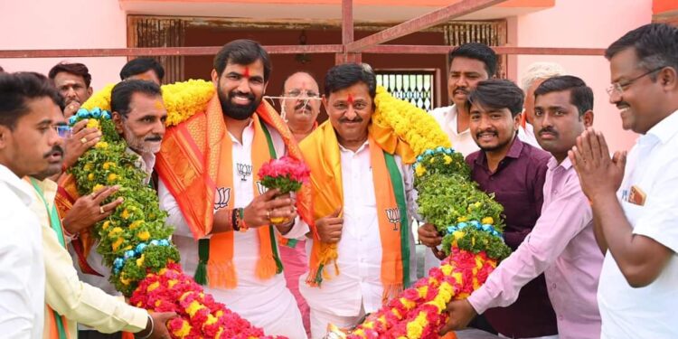 दक्षिण तालुक्यात राम सातपुते यांचे जागोजागी जंगी स्वागत ; सुभाष देशमुखांच्या विकास कामांची साथ