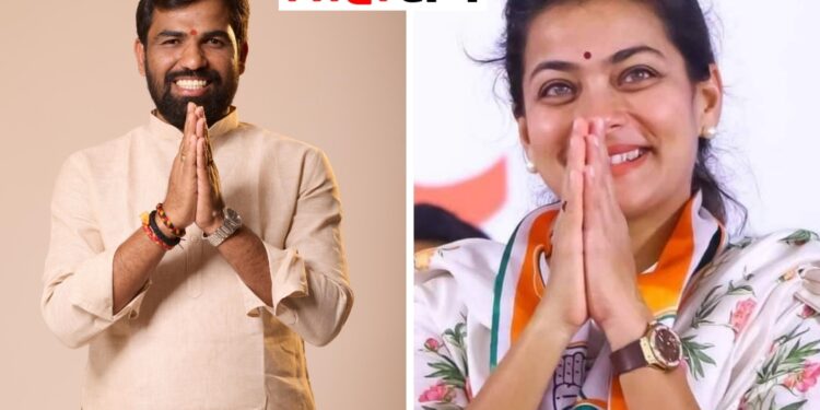 प्रणिती शिंदे व राम सातपुते आले आमने सामने ; राम सातपुते यांच्या उत्साहात घोषणा ; जय श्रीराम, जय भवानी जय शिवाजीच्या नाऱ्याने परिसर दुमदुमला