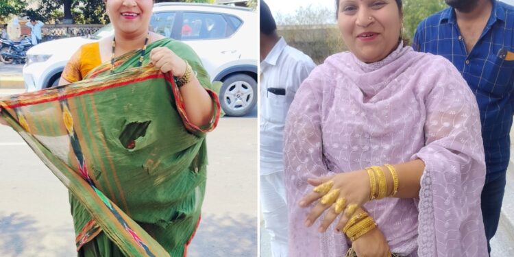 फाटक्या साडीत उमेदवारी अर्ज भरायला आलेल्या श्रीदेवी फुलारे सोने घालून फॉर्म काढायला ; या नेत्यांनी केली मध्यस्थी