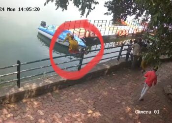 सोलापूरच्या कंबर तलावात युवतीचा आत्महत्येचा प्रयत्न ; घटना सीसीटीव्हीत कैद, युवकांनी वाचवला जीव