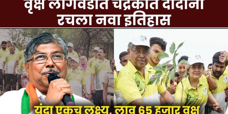 चंद्रकांत पाटील यांच्याकडून ६५ हजार वृक्ष लावण्याच्या मोहिमेची सुरुवात  