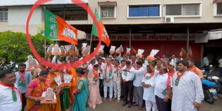 सोलापुरात भाजपचा झेंडा उलटा फडकला ; पराभवाचे चिंतन नाही उलट जल्लोषच झाला