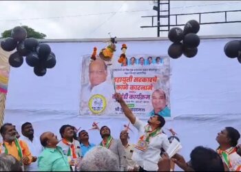 सोलापुरात राष्ट्रवादीने फोडली महायुती सरकारच्या काळ्या कारनाम्याची दहीहंडी