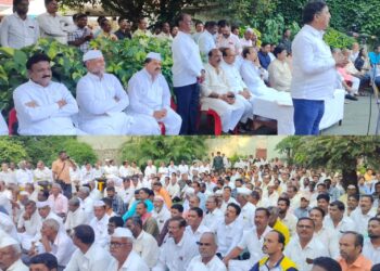 धर्मराज काडादी यांच्या निवासस्थानी हजारों समर्थकांची गर्दी ; काडादी यांनाच उमेदवारी द्या ; काँग्रेसचे अनेक नेते उपस्थित