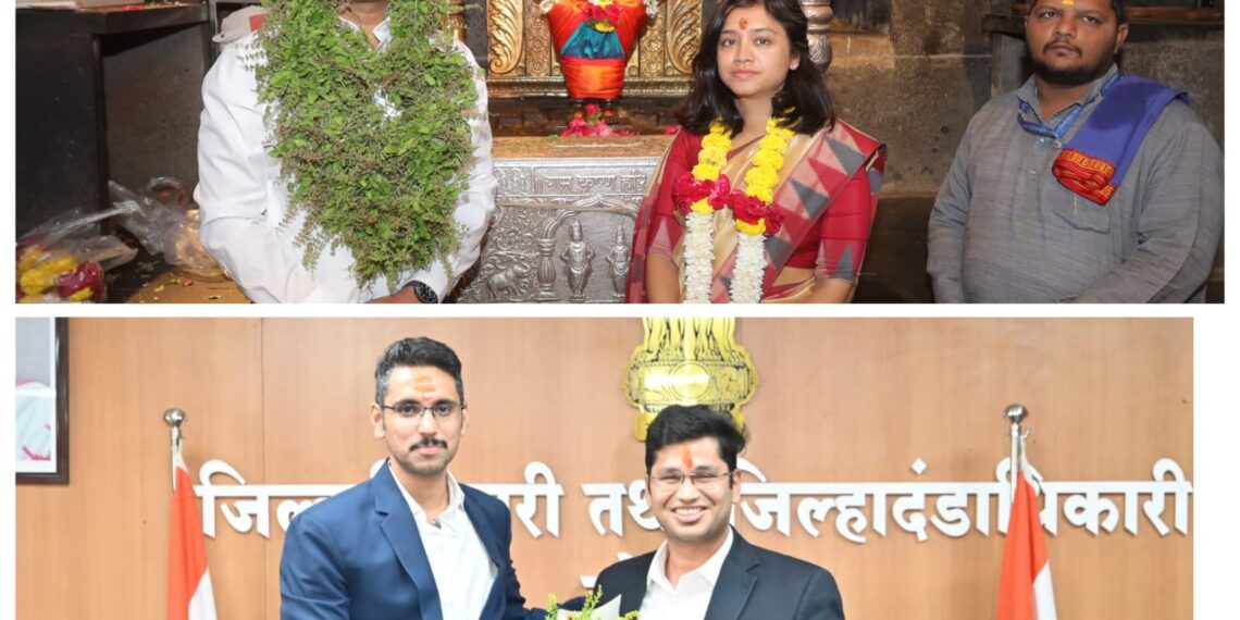 कलेक्टर चार्ज घेताना कार्तिकेयन सरांच्या सीईओ पत्नी सोबत ; कुमारांकडून मार्गदर्शन अन् पांडुरंगाचे ‘आशीर्वाद’