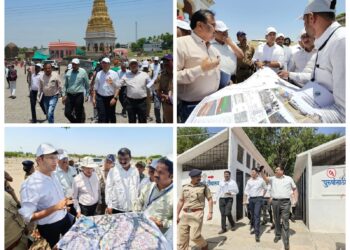 रखरखत्या उन्हात जिल्हाधिकारी ऑन फिल्ड ; कार्तिकेयन यांच्याकडून आषाढी यात्रेच्या ठिकाणची पाहणी